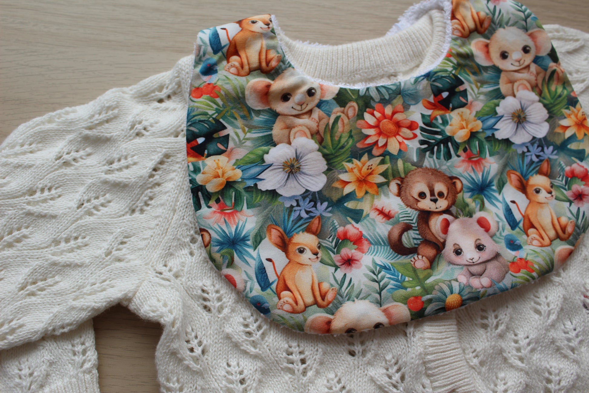 Animal design and jungle theme baby bib