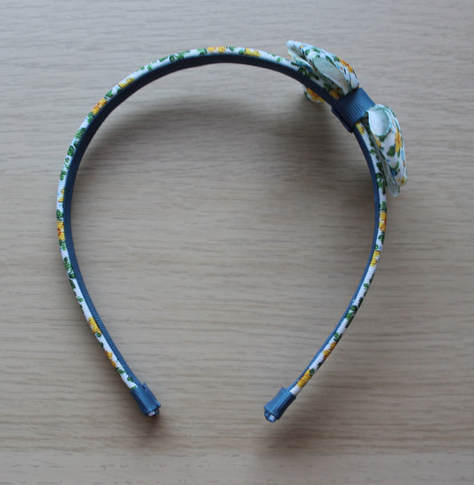 Bow headband in blue floral