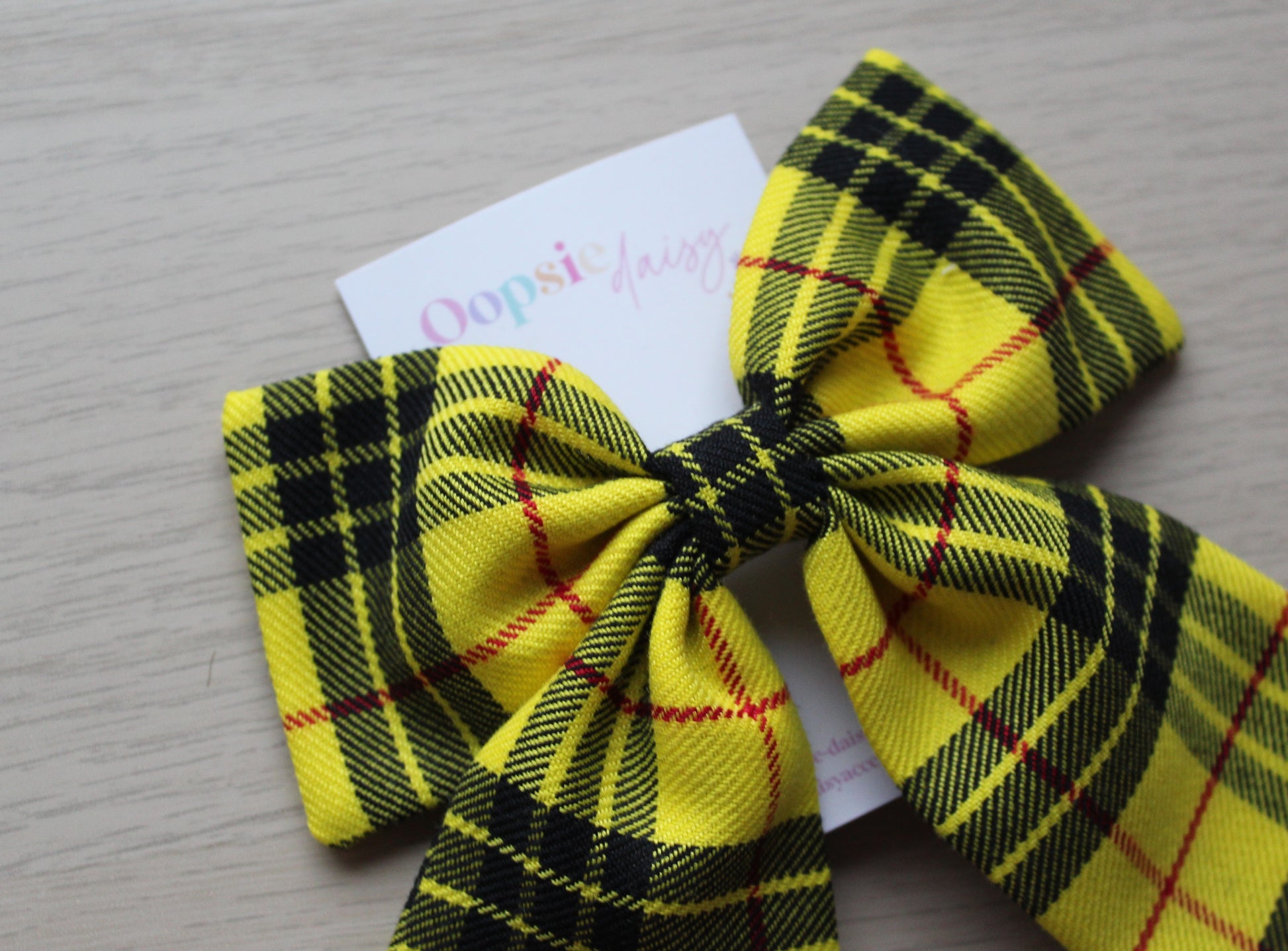Yellow & Black Plaid Tartan Hair Bow