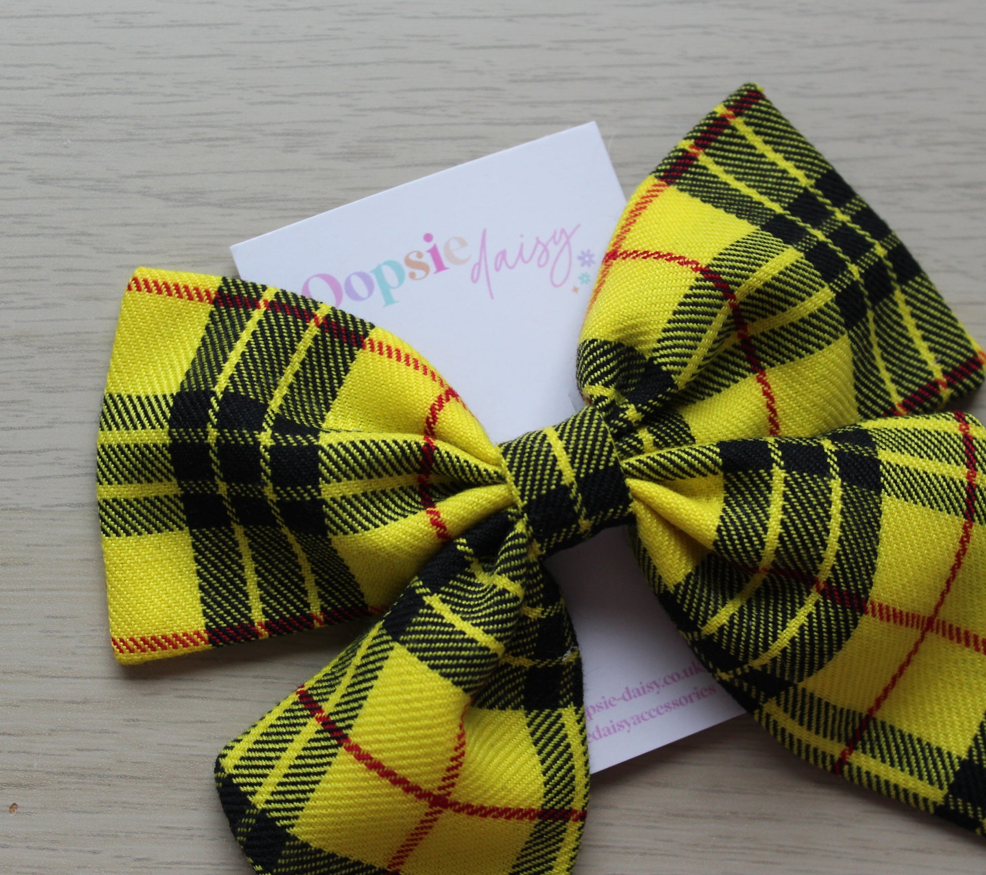 Yellow & Black Plaid Tartan Hair Bow
