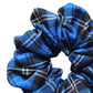 Blue and black plaid tartan hair scrunchie