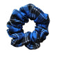 Tartan hair scrunchie in blue and black plaid