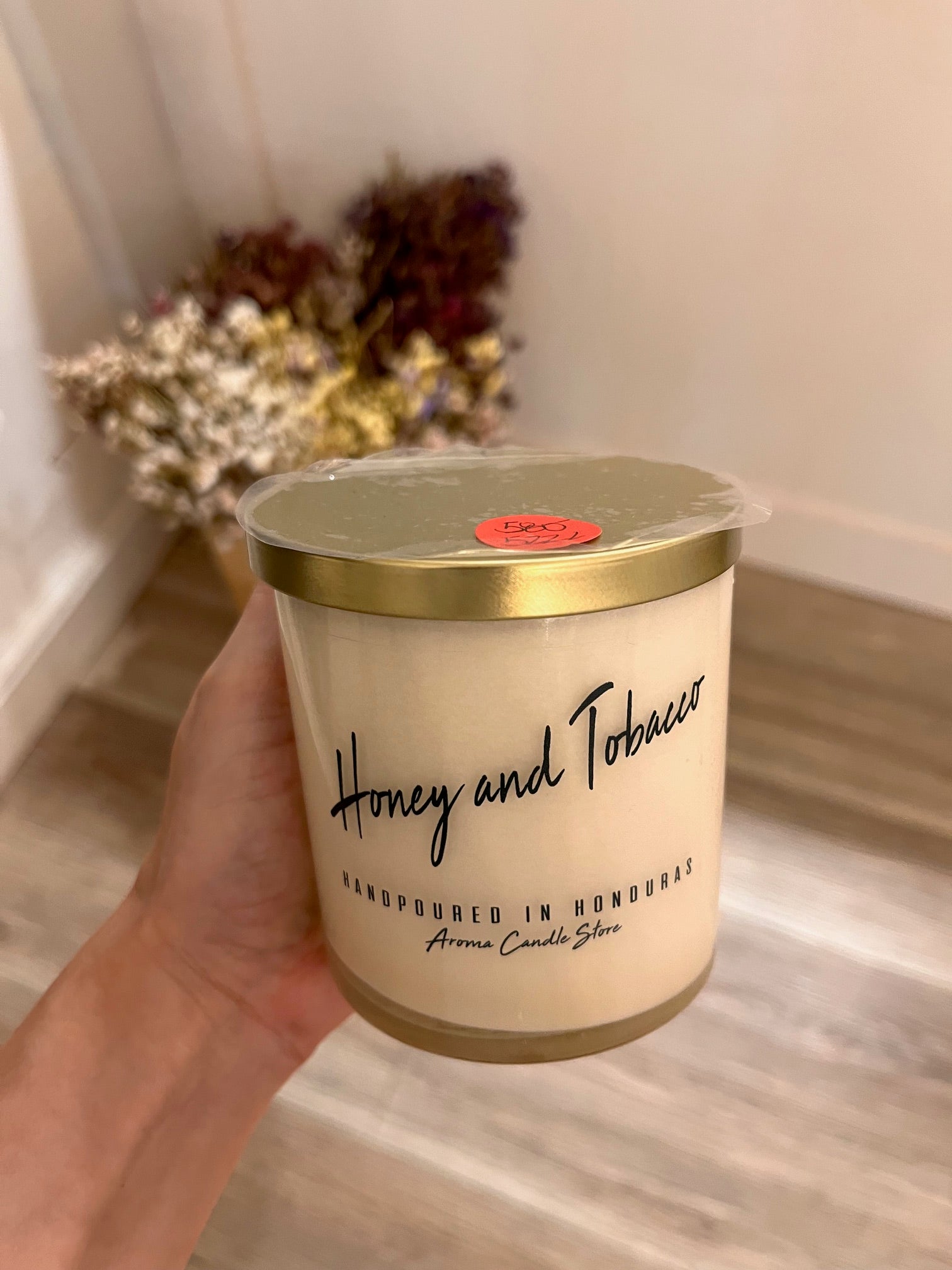 Blue tartan hair scrunchie on wrist