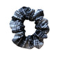 Black and white tartan plaid hair scrunchie