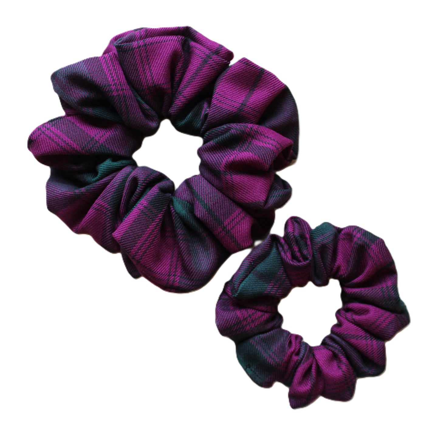Lindsay tartan pink and green hair scrunchies