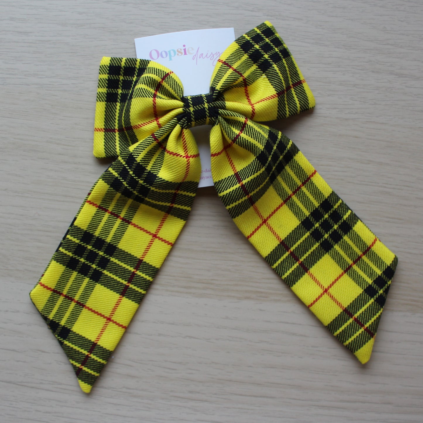Yellow & Black Plaid Tartan Hair Bow