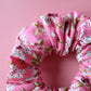 Pink floral hair scrunchie 