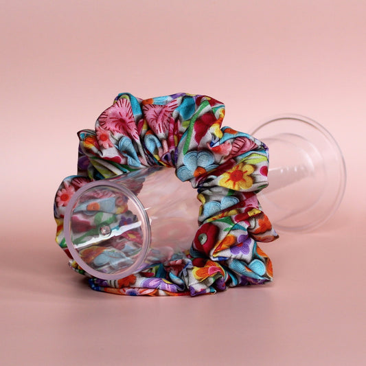 Multicolour bold floral 3d effect oversized scrunchie