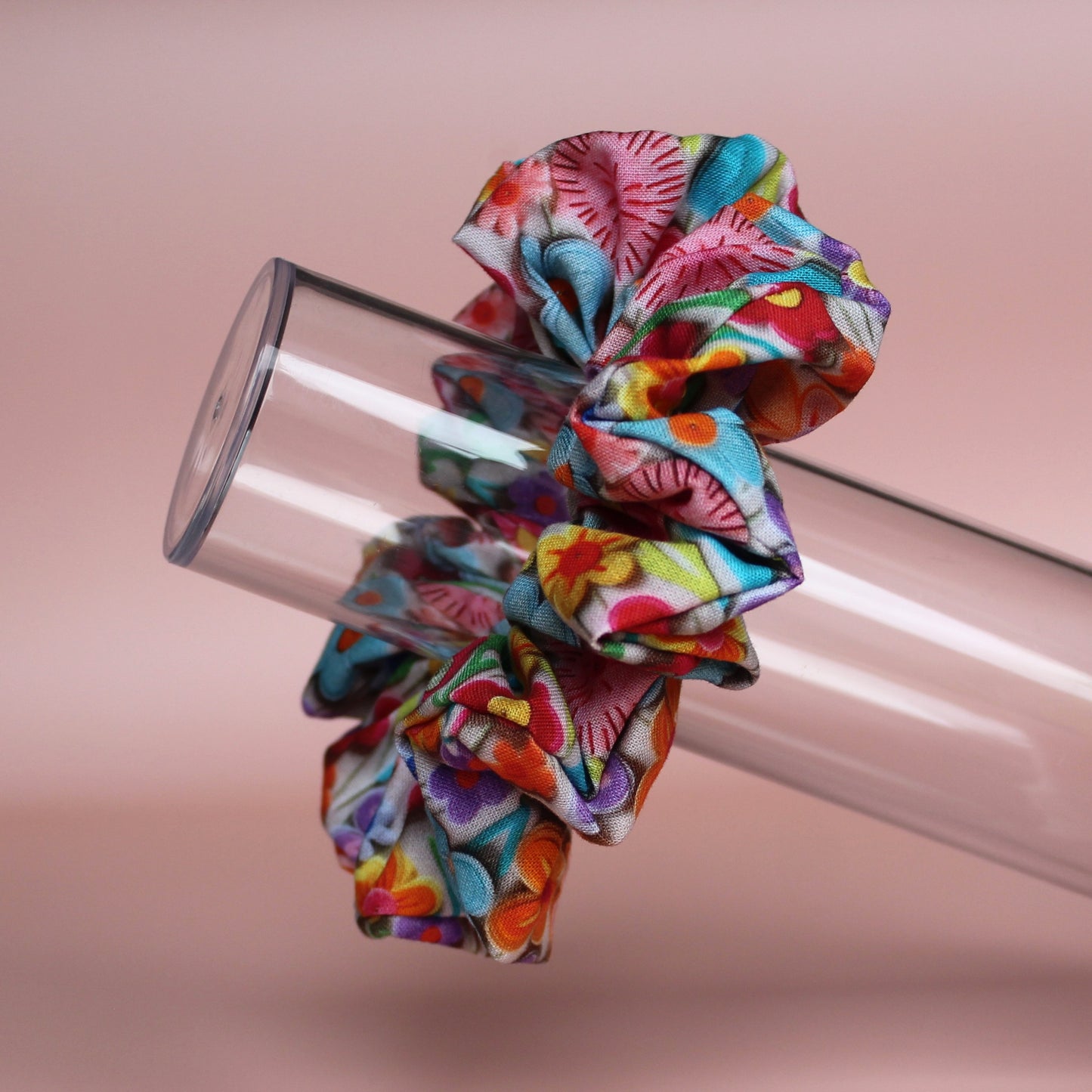 Multicolour bold floral 3d effect oversized scrunchie