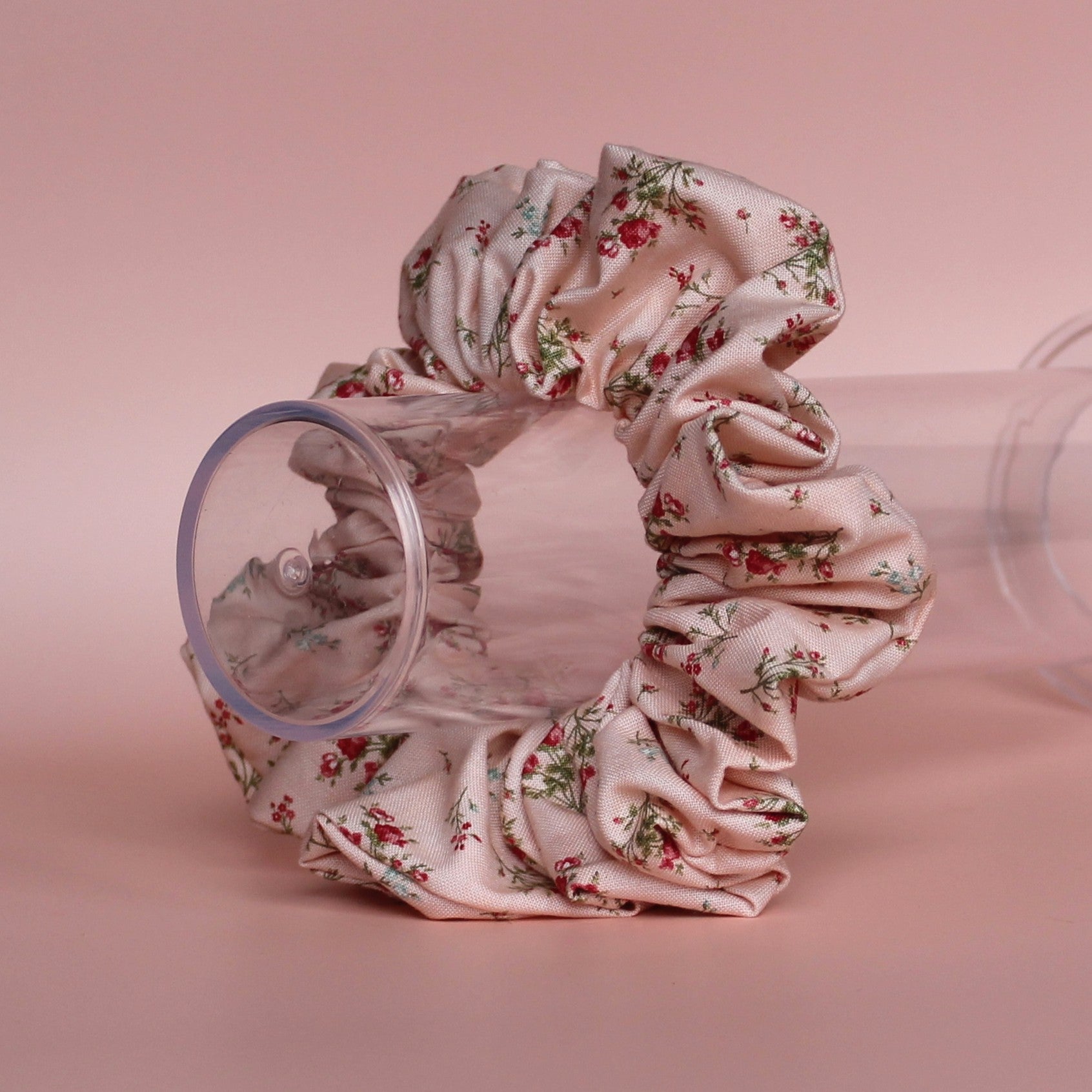 Vintage look ditsy floral pink oversized hair scrunchie