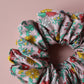 Pink floral hair scrunchie made with Liberty fabric