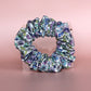 Blue and purple floral hair scrunchie
