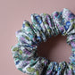 Blue and purple floral hair scrunchie
