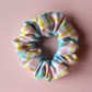 Multicoloured pastel plaid check hair scrunchie