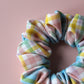 Multicoloured pastel plaid check hair scrunchie