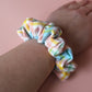 Multicoloured pastel plaid check hair scrunchie
