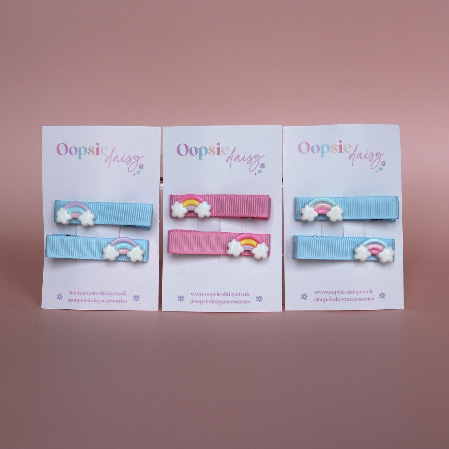 Hair slider clips with rainbow embellishments