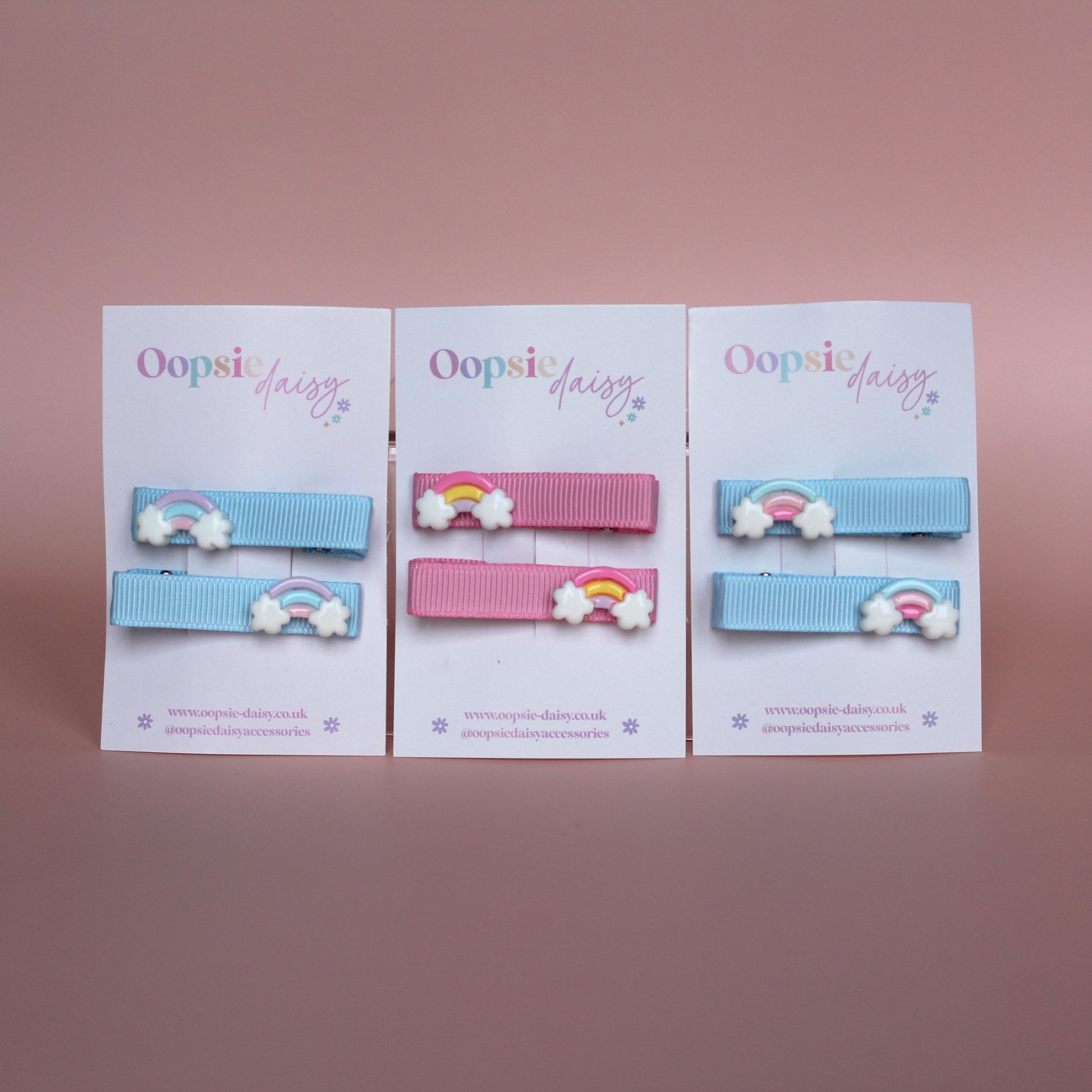 Hair slider clips with rainbow embellishments