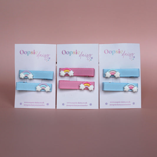 Hair slider clips with rainbow embellishments