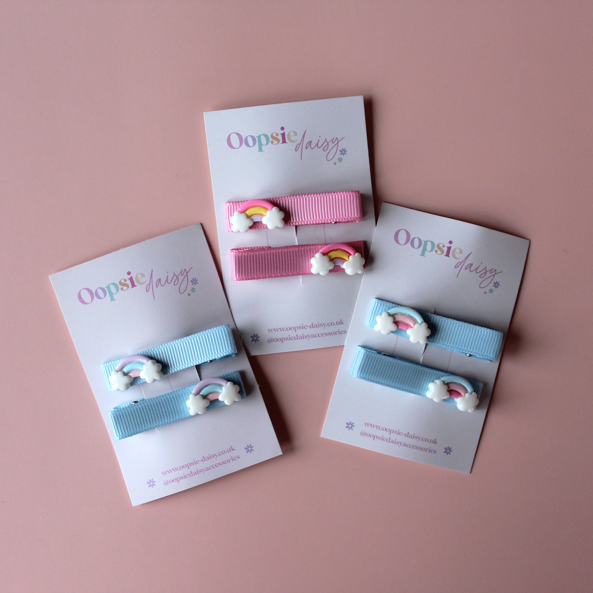 Hair slider clips with rainbow embellishments