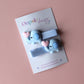 Light blue hair slider with light blue elephant embellishment with pink heart