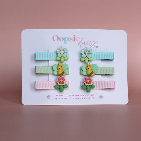 Colourful Flower Garden Hair Sliders - Pack of 6