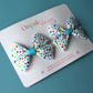Pair multicolour polka dot hair bow clips