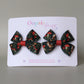 Autumnal woodland patterned hair bows with squirrels and mushrooms