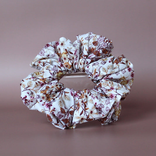 Oversized hair scrunchie in autumn themed floral print
