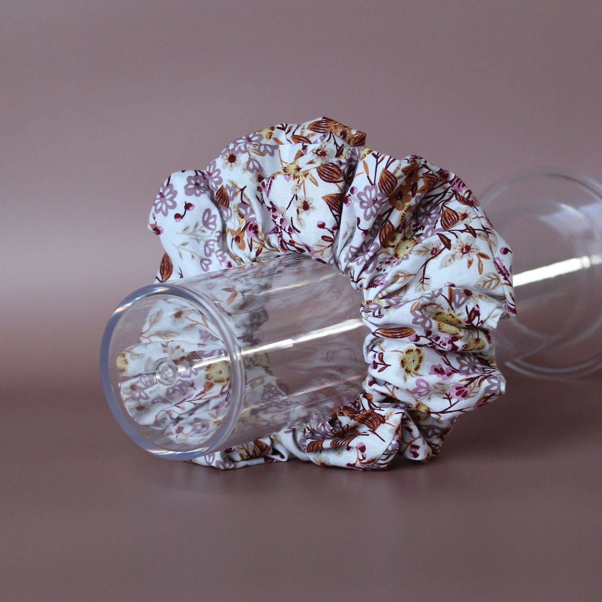 Oversized hair scrunchie in autumn themed floral print