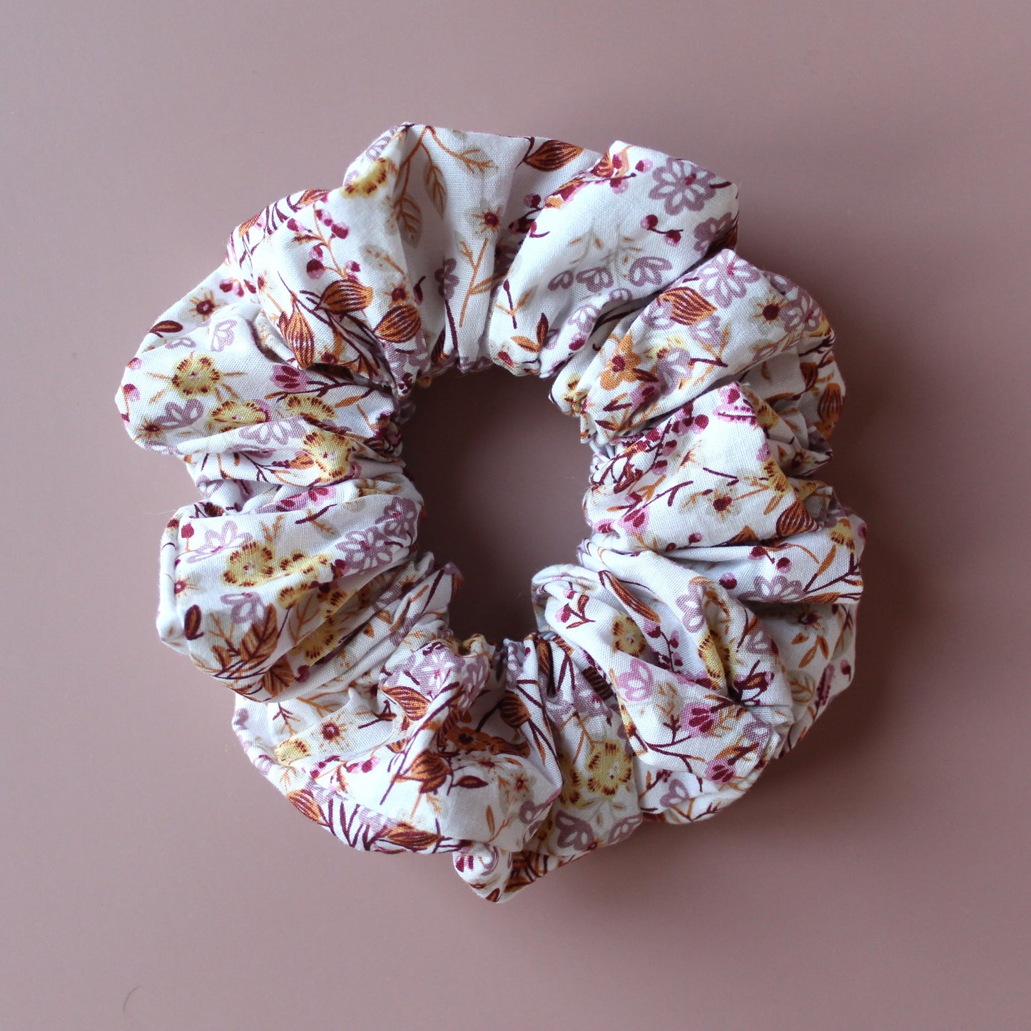 Oversized hair scrunchie in autumn themed floral print