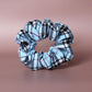 Blue and black plaid tartan oversized scrunchie