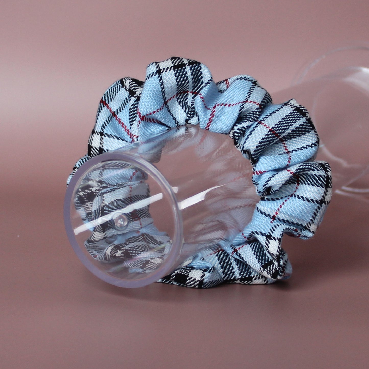 Blue and black plaid tartan oversized scrunchie