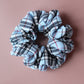 Blue and black plaid tartan oversized scrunchie