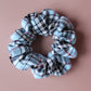 Blue and black plaid tartan scrunchie