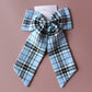 Blue tartan plaid hair bow