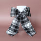 Black and white monochrome plaid tartan hair bow