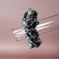 Oversized black and white monochrome plaid tartan scrunchie