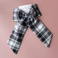 Black and white monochrome plaid tartan hair bow