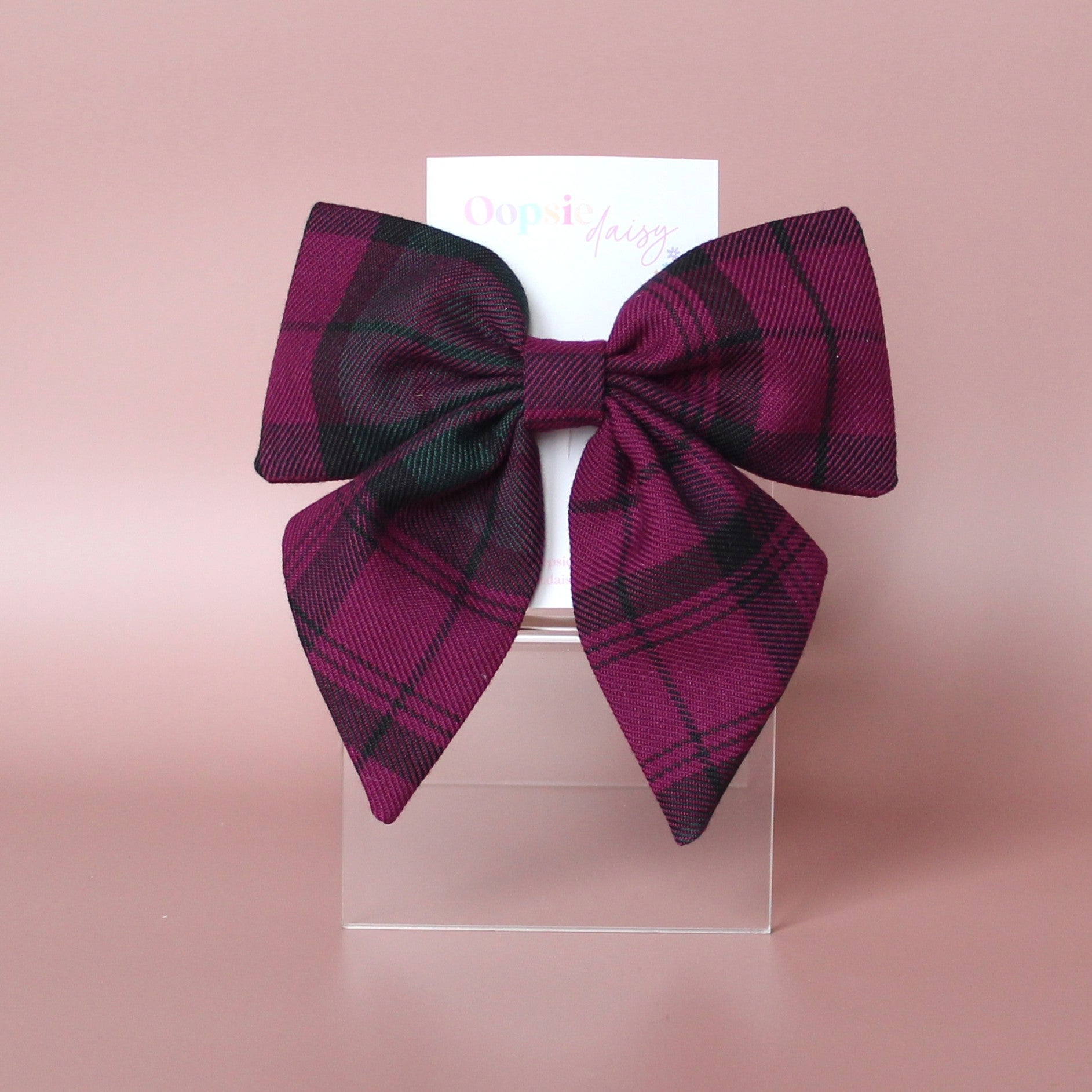 Lindsay pink and green tartan plaid hair bow