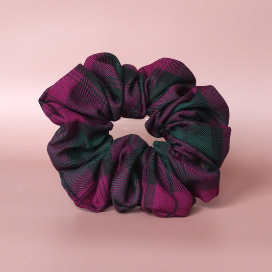 Oversized Lindsay tartan pink and green plaid scrunchie