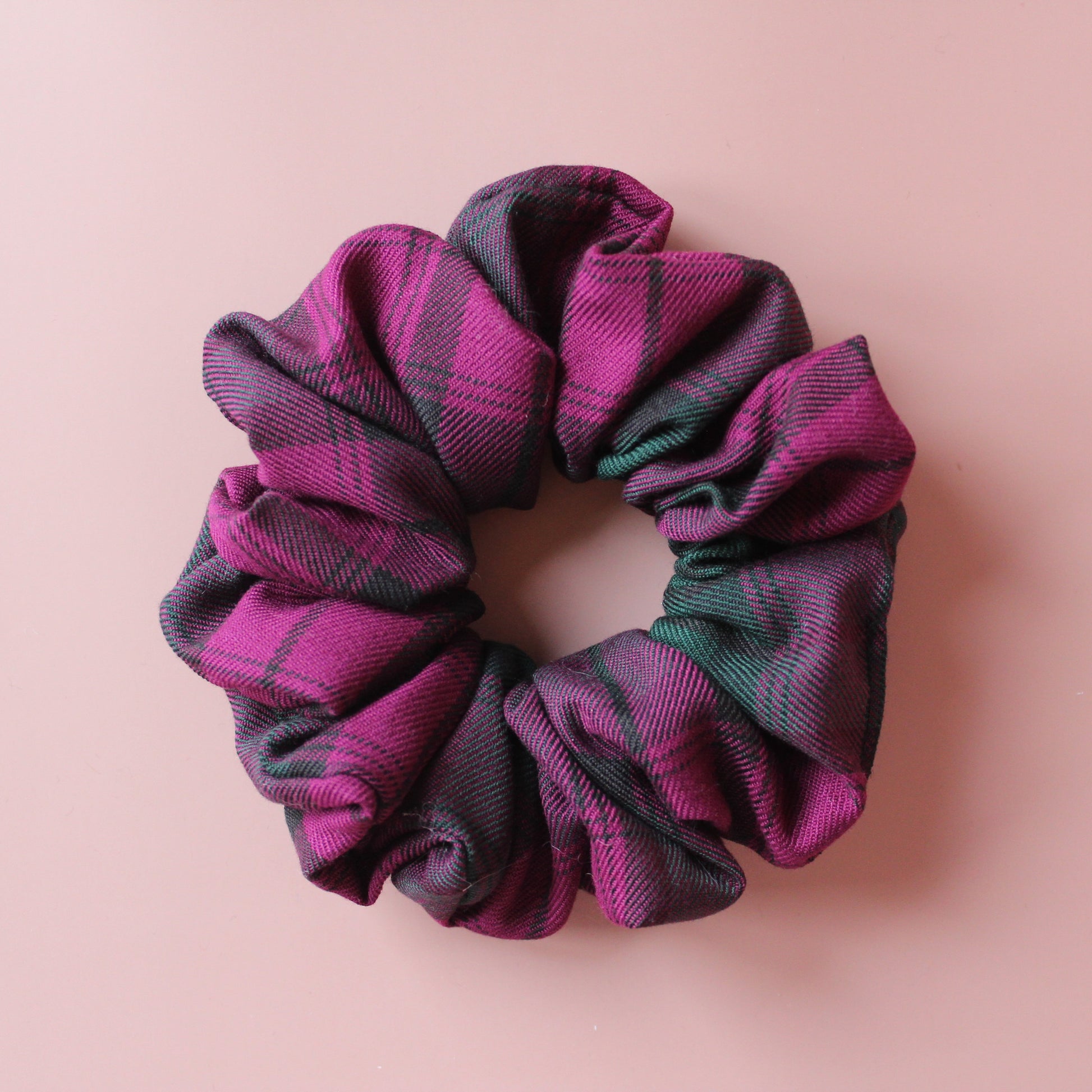 Oversized Lindsay tartan pink and green plaid scrunchie