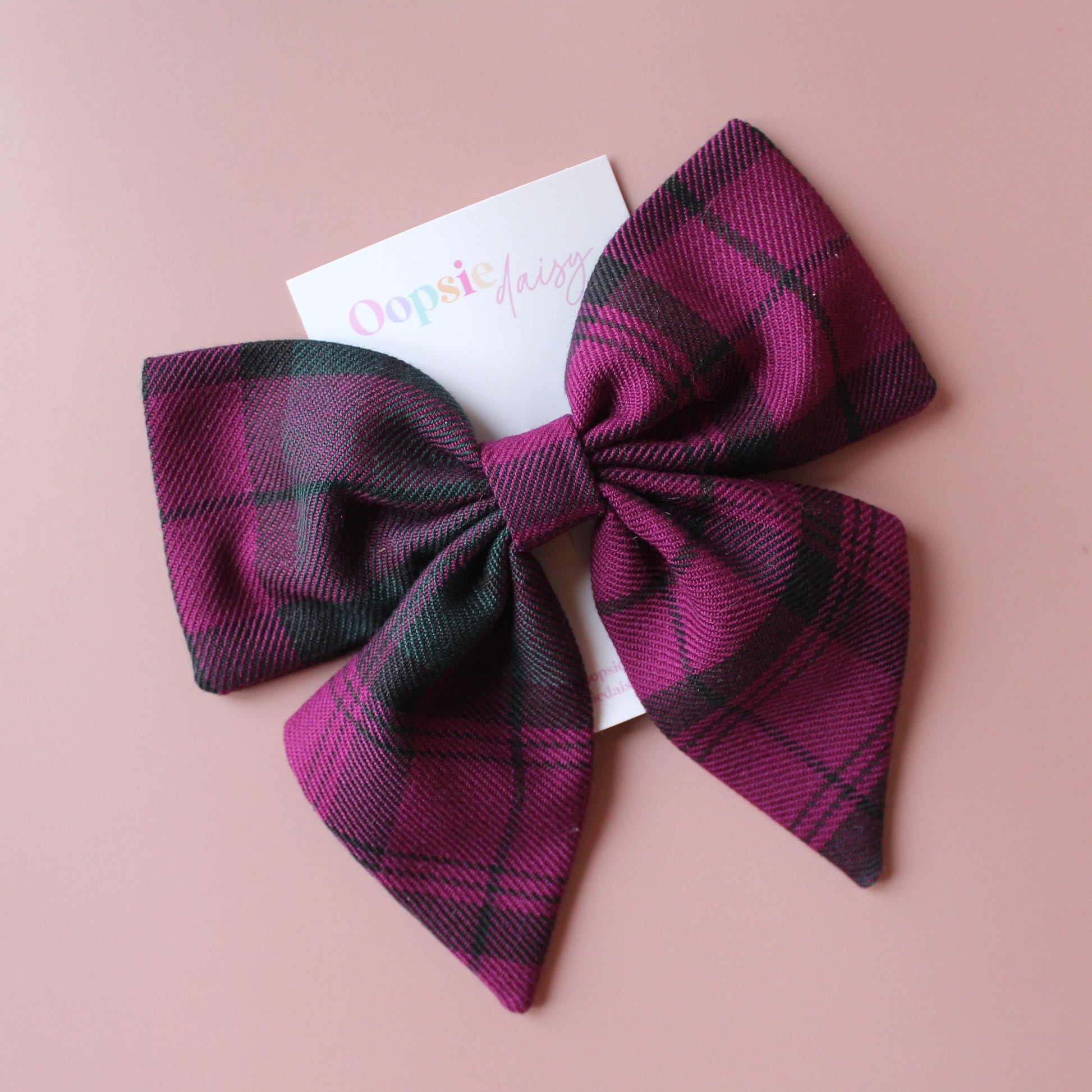 Lindsay pink and green tartan plaid hair bow