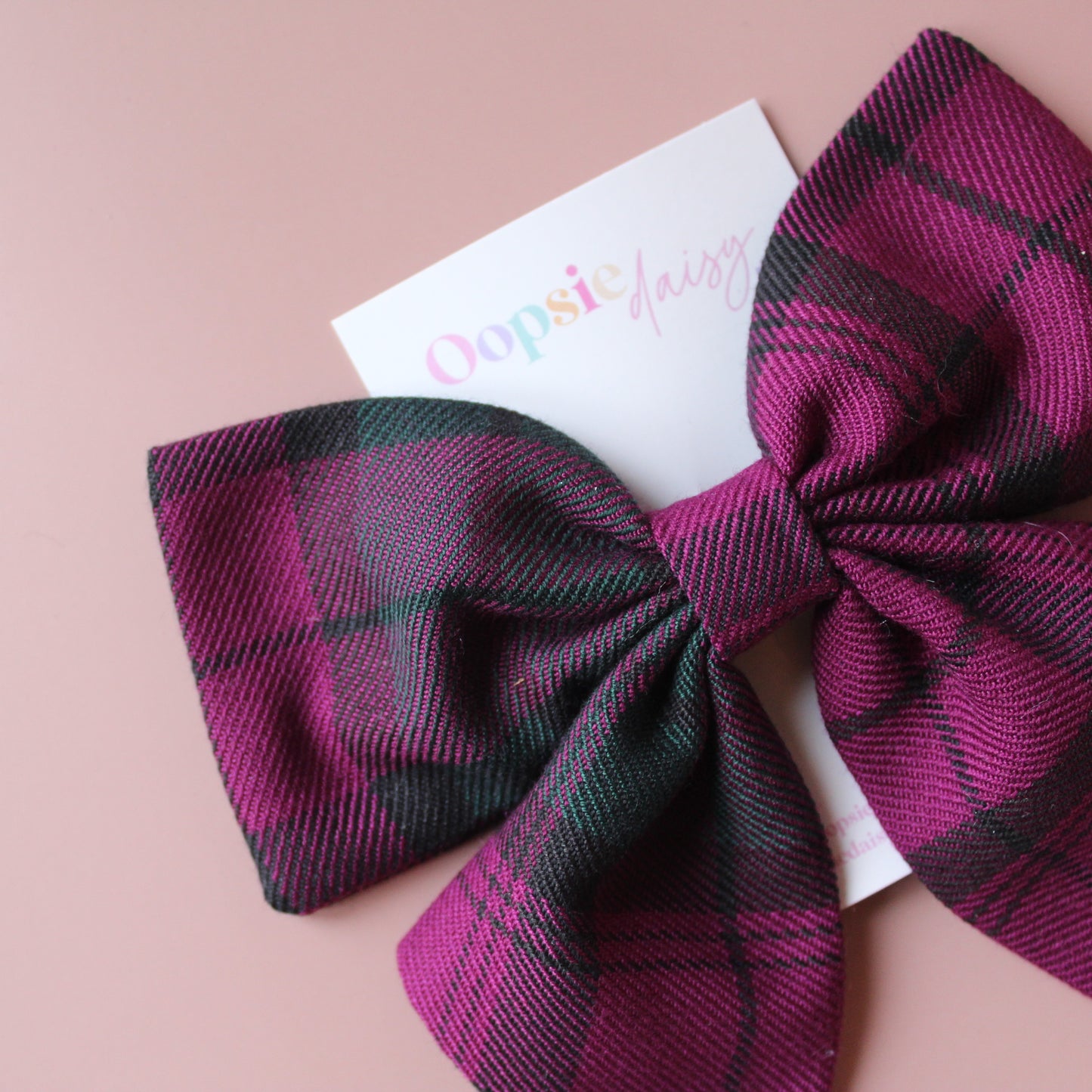 Lindsay pink and green tartan plaid hair bow