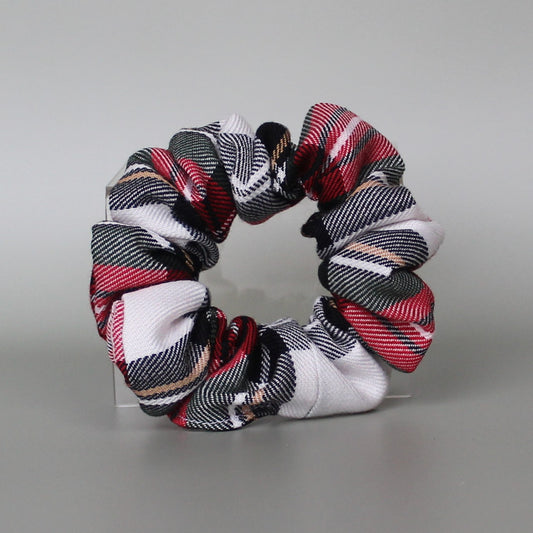 Dress stewart red white and  black tartan plaid scrunchie