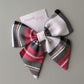 Dress Stewart red and white tartan plaid hair bow