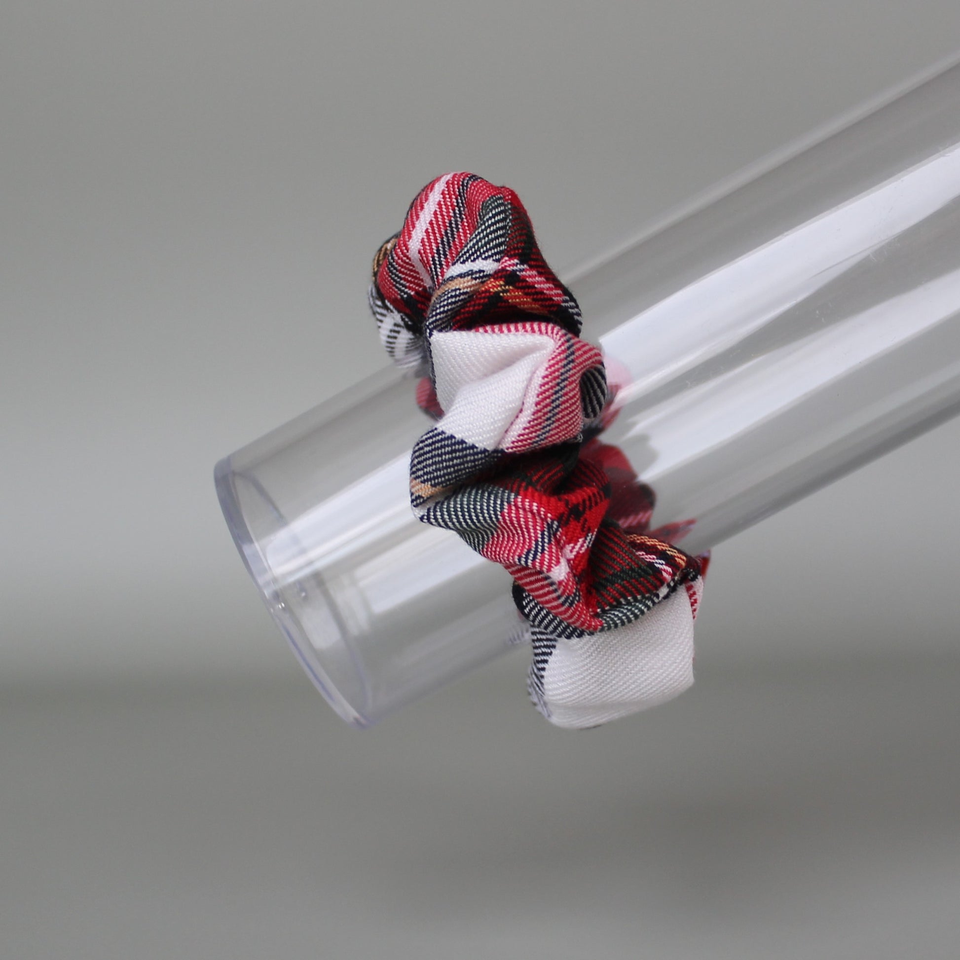 Dress stewart red white and  black tartan plaid scrunchie