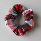 Dress stewart red white and  black tartan plaid scrunchie
