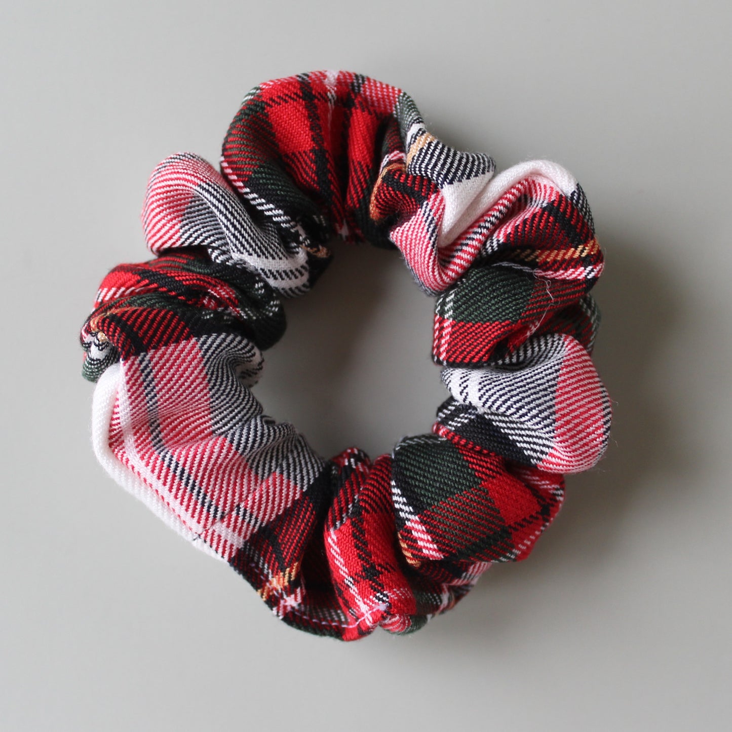 Dress stewart red white and  black tartan plaid scrunchie