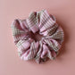 Pink & Beige Tartan Scrunchie - Oversized